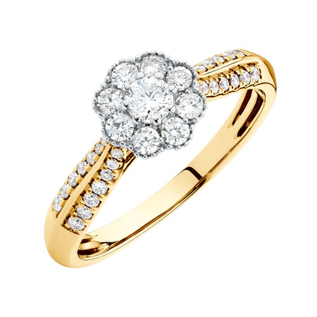 Engagement Ring with 1/2 Carat TW of Diamonds in 10ct Yellow & White Gold Engagement Ring with 1/2 Carat TW of Diamonds in 10ct Yellow & White Gold