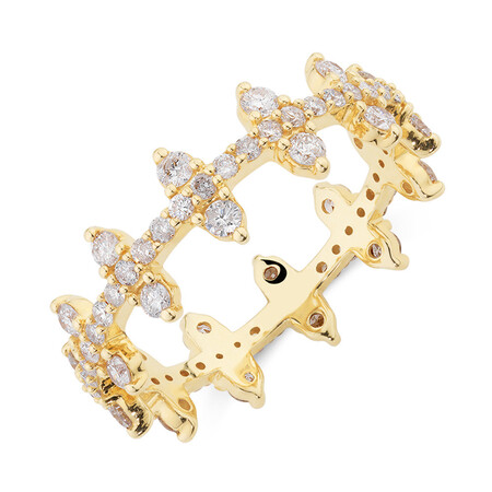 Two Row Zipper Ring with 1 Carat TW of Diamonds in 10ct Yellow Gold Two Row Zipper Ring with 1 Carat TW of Diamonds in 10ct Yellow Gold