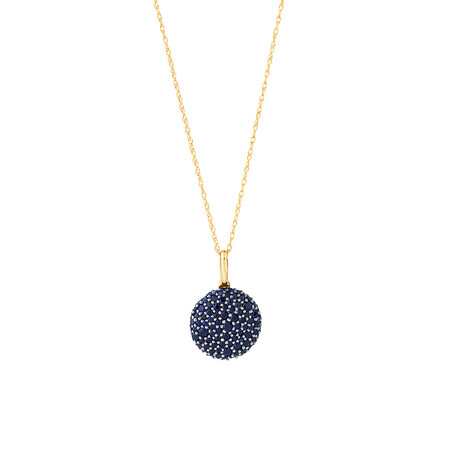 Pave Pendant with Sapphire in 10kt Yellow Gold Pave Pendant with Sapphire in 10kt Yellow Gold