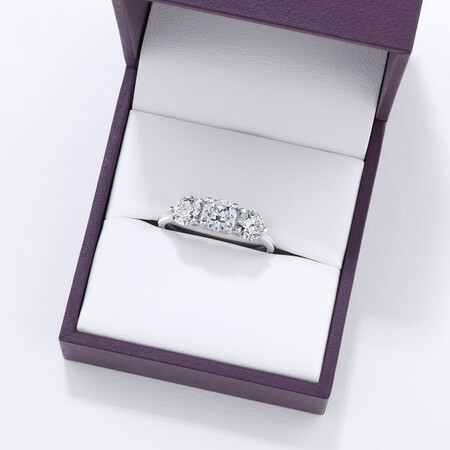 Laboratory-Created 1.70 Carat Oval Three Stone Diamond Ring In 14ct White Gold Laboratory-Created 1.70 Carat Oval Three Stone Diamond Ring In 14ct White Gold