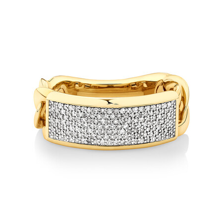 Pave Link Ring with 0.40 Carat TW of Diamonds in 10ct Yellow Gold Pave Link Ring with 0.40 Carat TW of Diamonds in 10ct Yellow Gold