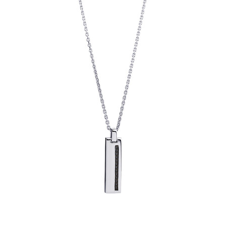 Bar Pendant with Black Cubic Zirconia in Sterling Silver Bar Pendant with Black Cubic Zirconia in Sterling Silver
