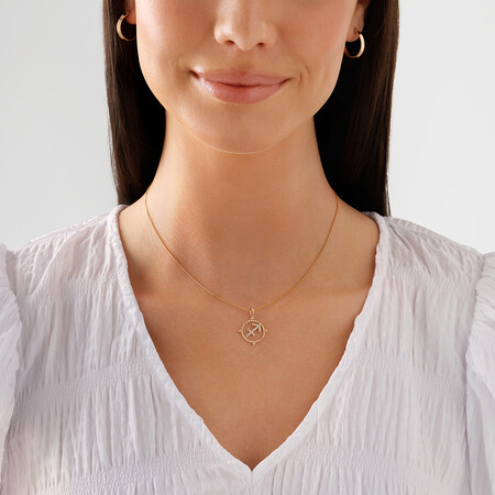 Sagittarius Zodiac Pendant with 0.15 Carat TW of Diamonds in 10kt Yellow Gold Sagittarius Zodiac Pendant with 0.15 Carat TW of Diamonds in 10kt Yellow Gold