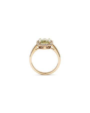Halo Ring with Green Amethyst & 0.25 Carat TW of Diamonds in 10kt Yellow Gold Halo Ring with Green Amethyst & 0.25 Carat TW of Diamonds in 10kt Yellow Gold