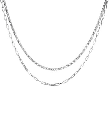 50cm (20") Curb and Paperclip Chain in Sterling Silver 50cm (20") Curb and Paperclip Chain in Sterling Silver