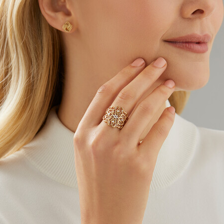 Filigree Ring in 10ct Yellow & White Gold Filigree Ring in 10ct Yellow & White Gold