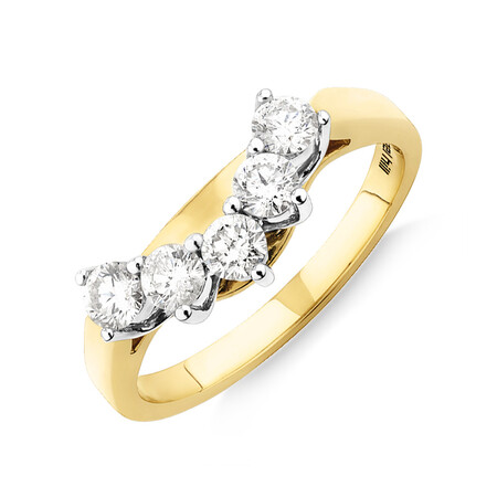 Engagement Ring with 1/2 Carat TW of Diamonds in 18kt Yellow & White Gold Engagement Ring with 1/2 Carat TW of Diamonds in 18kt Yellow & White Gold