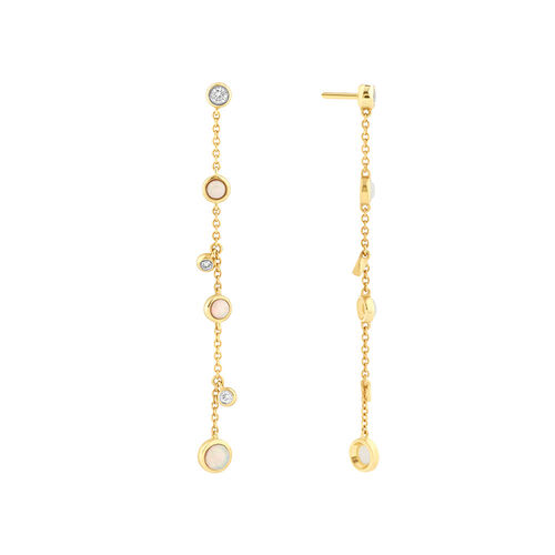 Drop Earrings with Opal & 0.15 Carat TW of Diamonds in 10kt Yellow Gold