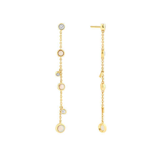 Drop Earrings with Opal & 0.15 Carat TW of Diamonds in 10kt Yellow Gold Drop Earrings with Opal & 0.15 Carat TW of Diamonds in 10kt Yellow Gold