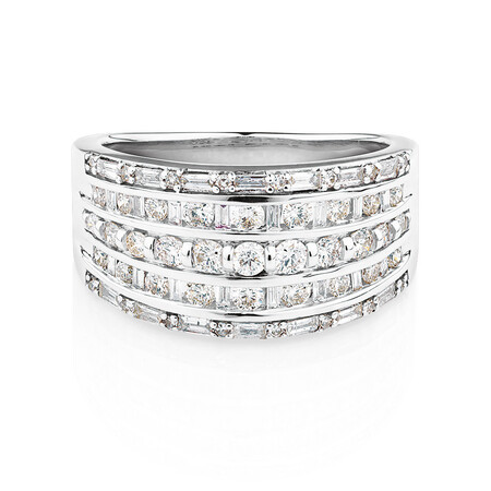 Multi Row Ring with 1 Carat TW of Diamonds in 10ct White Gold Multi Row Ring with 1 Carat TW of Diamonds in 10ct White Gold