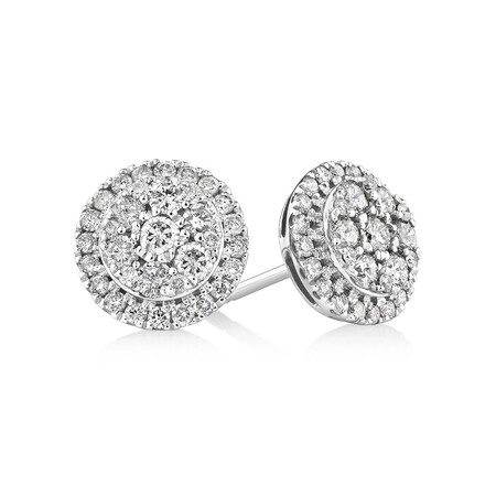 Cluster Earrings with 1.0 Carat TW of Diamonds in 10kt White Gold Cluster Earrings with 1.0 Carat TW of Diamonds in 10kt White Gold