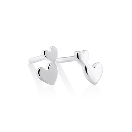 Heart Stud Earrings In Sterling Silver Heart Stud Earrings In Sterling Silver