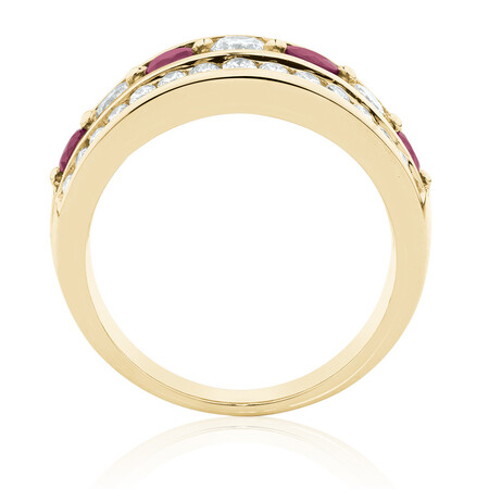 Ring with Ruby & 1 Carat TW of Diamonds in 14kt Yellow Gold Ring with Ruby & 1 Carat TW of Diamonds in 14kt Yellow Gold