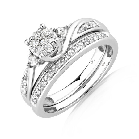 Promises of Love Bridal Set with 1/4 Carat TW of Diamonds in 10ct White Gold Promises of Love Bridal Set with 1/4 Carat TW of Diamonds in 10ct White Gold