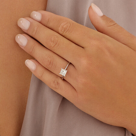 Laboratory-Created 1.25 Carat Princess Cut Diamond Ring In 14ct White Gold Laboratory-Created 1.25 Carat Princess Cut Diamond Ring In 14ct White Gold