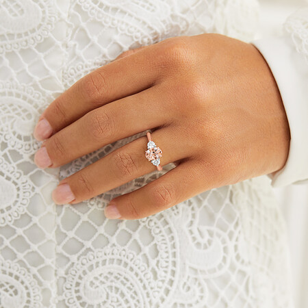 Ring with Morganite & 0.40 Carat TW of Diamonds in 10ct Rose Gold Ring with Morganite & 0.40 Carat TW of Diamonds in 10ct Rose Gold