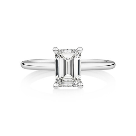 1.50 Carat Emerald Cut Laboratory-Created Diamond Ring In 14kt White Gold 1.50 Carat Emerald Cut Laboratory-Created Diamond Ring In 14kt White Gold