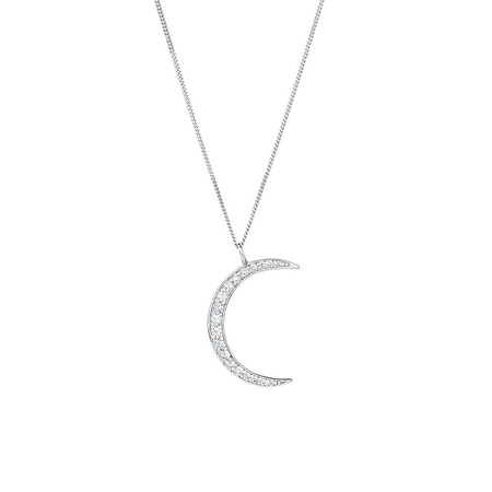 Moon Pendant with Cubic Zirconia in Sterling Silver Moon Pendant with Cubic Zirconia in Sterling Silver