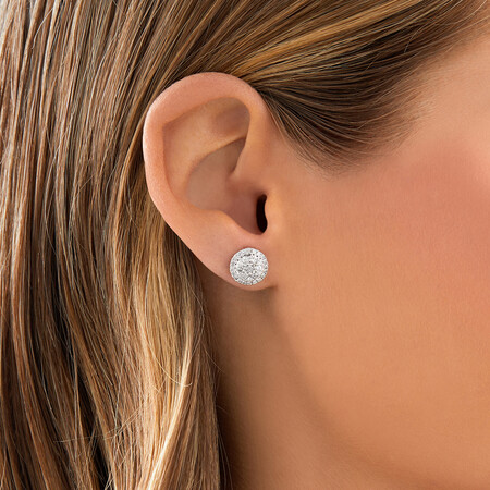 Cluster Earrings with 1.0 Carat TW of Diamonds in 10kt White Gold Cluster Earrings with 1.0 Carat TW of Diamonds in 10kt White Gold
