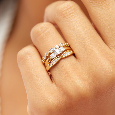 Marquise Stacker Ring with 0.11 Carat TW of Diamonds in 10ct Yellow Gold Marquise Stacker Ring with 0.11 Carat TW of Diamonds in 10ct Yellow Gold