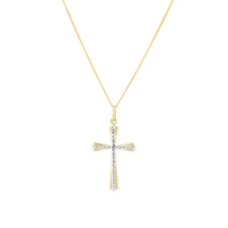 Cross Pendant in 10ct Yellow & White Gold Cross Pendant in 10ct Yellow & White Gold