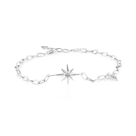 North Star Bracelet with Cubic Zirconia in Sterling Silver