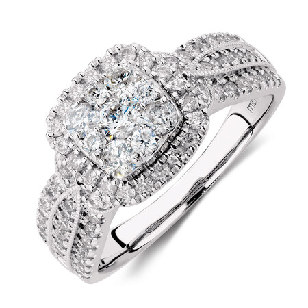 Ring with 1 Carat TW of Diamonds in 10ct White Gold Ring with 1 Carat TW of Diamonds in 10ct White Gold