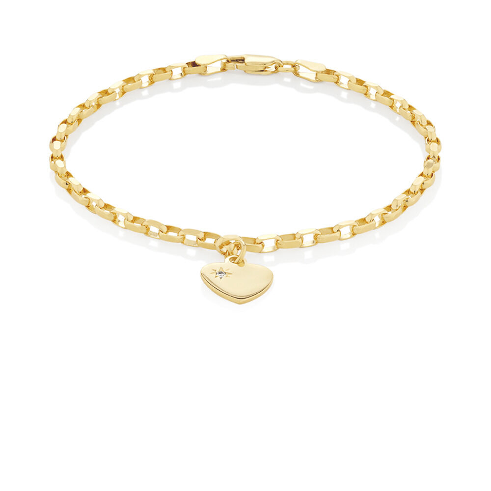 Diamond Set Belcher Bracelet in 10ct Yellow Gold
