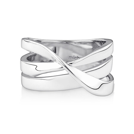 Sculpture Ribbon Crossover Ring in Sterling Silver Sculpture Ribbon Crossover Ring in Sterling Silver