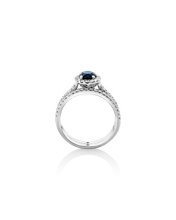 Halo Bridal Set with Sapphire & 0.54 Carat TW of Diamonds in 14kt White Gold Halo Bridal Set with Sapphire & 0.54 Carat TW of Diamonds in 14kt White Gold