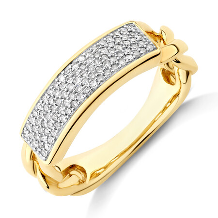 Pave Link Ring with 0.25 Carat TW of Diamonds in 10kt Yellow Gold