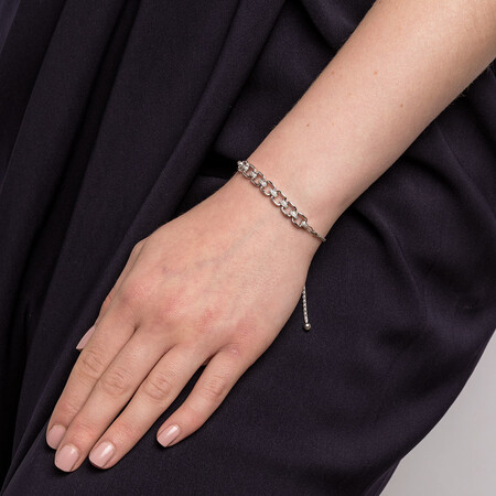 Bolo Bracelet With Diamonds In Sterling Silver Bolo Bracelet With Diamonds In Sterling Silver