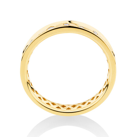 Hammer Set Barrel Ring with 0.10 Carat TW of Diamonds in 10ct Yellow Gold Hammer Set Barrel Ring with 0.10 Carat TW of Diamonds in 10ct Yellow Gold