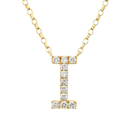 "I" Initial Necklace with 0.10 Carat TW of Diamonds in 10kt Yellow Gold