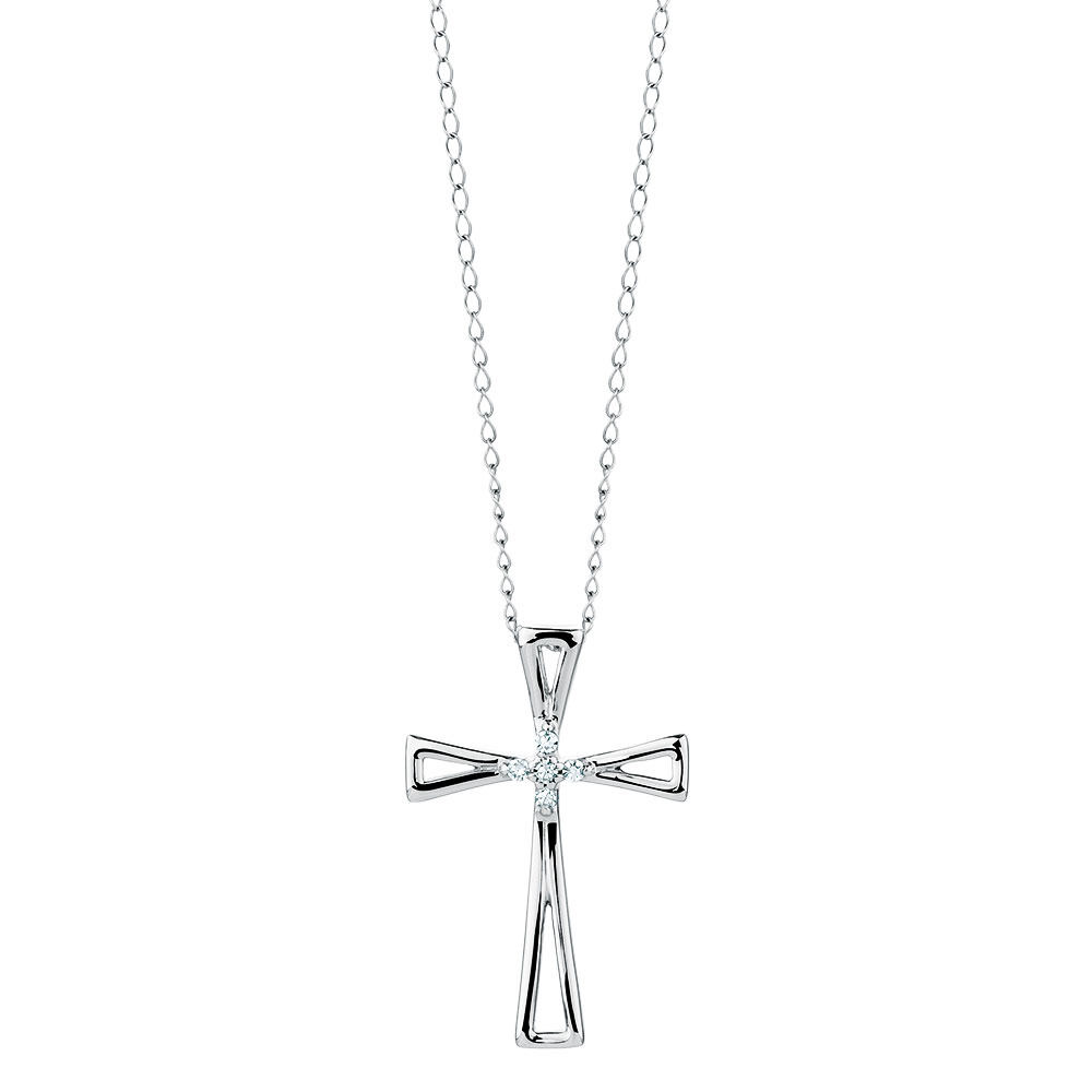 Pendant with Diamonds in 10ct White Gold