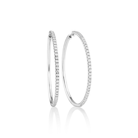Pave Hoop Earrings with 1.00 Carat TW Diamonds in 10kt White Gold Pave Hoop Earrings with 1.00 Carat TW Diamonds in 10kt White Gold