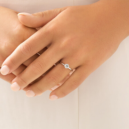 Michael Hill Solitaire Engagement Ring with a 0.50 Carat TW Diamond with the De Beers Code of Origin in Platinum Michael Hill Solitaire Engagement Ring with a 0.50 Carat TW Diamond with the De Beers Code of Origin in Platinum
