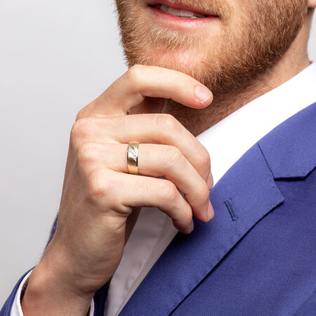 Men's Three Stone Ring with Diamonds in 10ct Yellow Gold Men's Three Stone Ring with Diamonds in 10ct Yellow Gold