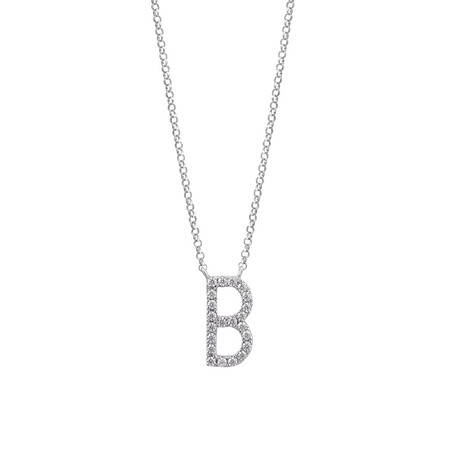 "B" Initial necklace with 0.10 Carat TW of Diamonds in 10ct White Gold "B" Initial necklace with 0.10 Carat TW of Diamonds in 10ct White Gold