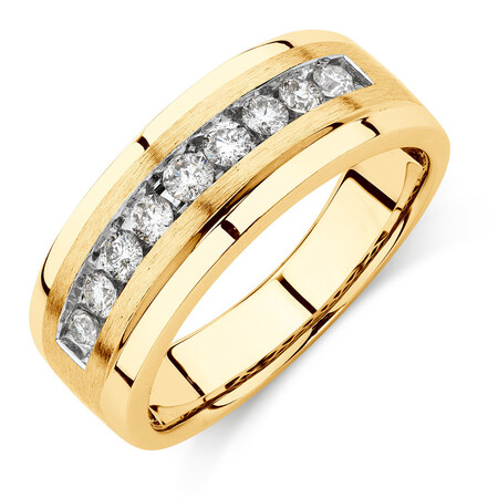 Men's Ring with 1/2 Carat TW of Diamonds in 10ct Yellow Gold Men's Ring with 1/2 Carat TW of Diamonds in 10ct Yellow Gold
