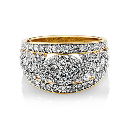 Cluster Ring with 1.25 Carat TW of Diamonds in 10kt Yellow Gold Cluster Ring with 1.25 Carat TW of Diamonds in 10kt Yellow Gold