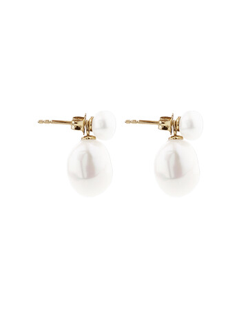 6-6.5mm Bar Drop Earrings with Cultured Freshwater Baroque Pearls in 10kt Yellow Gold 6-6.5mm Bar Drop Earrings with Cultured Freshwater Baroque Pearls in 10kt Yellow Gold