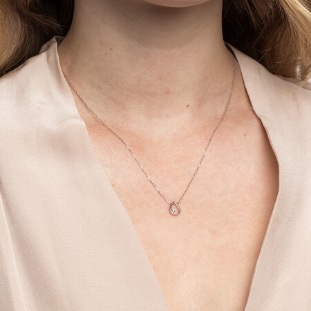 Pear Pendant With a Diamond In 10ct White Gold Pear Pendant With a Diamond In 10ct White Gold