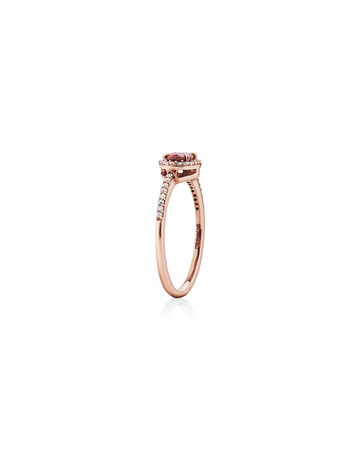 Halo Ring with Rhodolite Garnet & 0.15 Carat TW of Diamonds in 10kt Rose Gold Halo Ring with Rhodolite Garnet & 0.15 Carat TW of Diamonds in 10kt Rose Gold
