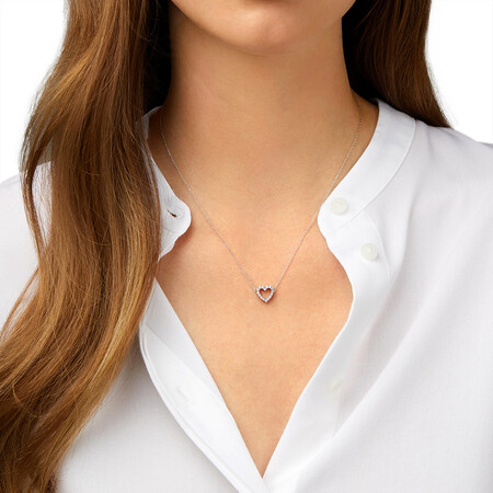 Heart Pendant with 0.10 Carat TW of Diamonds in 10kt White Gold Heart Pendant with 0.10 Carat TW of Diamonds in 10kt White Gold