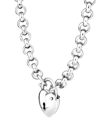 45cm (18") 5mm-5.5mm Width Heart Padlock Belcher Necklace in Sterling Silver 45cm (18") 5mm-5.5mm Width Heart Padlock Belcher Necklace in Sterling Silver