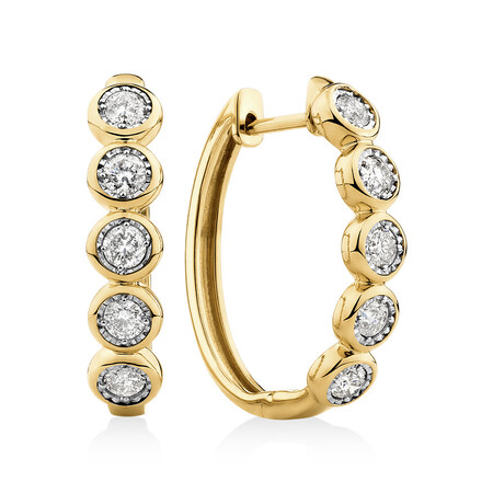 Huggie Earrings with 1/2 Carat TW of Diamonds in 10ct Yellow Gold Huggie Earrings with 1/2 Carat TW of Diamonds in 10ct Yellow Gold