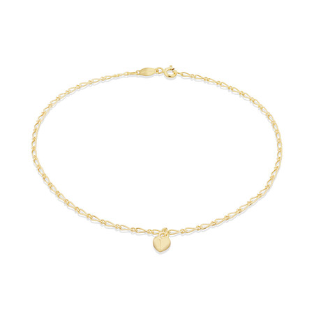27cm (11") Heart Anklet in 10kt Yellow Gold 27cm (11") Heart Anklet in 10kt Yellow Gold