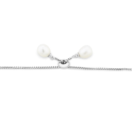 Adjustable Bracelet with Cultured Freshwater Pearls in Sterling Silver Adjustable Bracelet with Cultured Freshwater Pearls in Sterling Silver