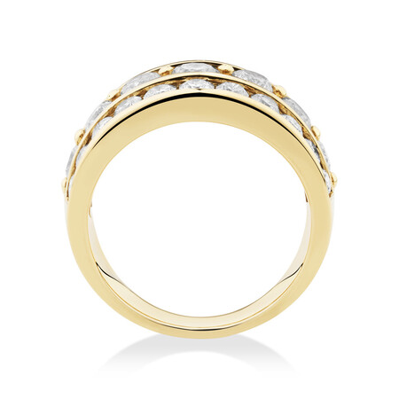 Three Row Ring with 3 Carat TW of Diamond in 10kt Yellow Gold Three Row Ring with 3 Carat TW of Diamond in 10kt Yellow Gold